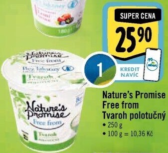 Tvaroh polotučný Free From Nature'