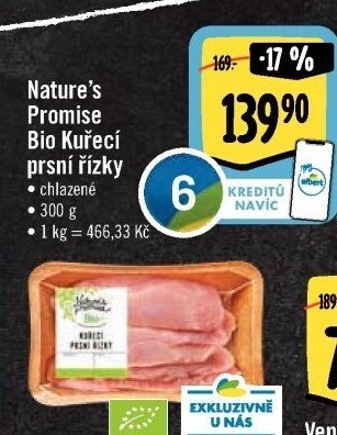 Kuřecí prsní řízky bio Nature'