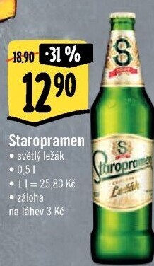 Pivo světlý ležák Staropramen