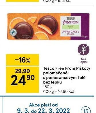 Tesco Free From Piškoty polomáčené s pomerančovým želé