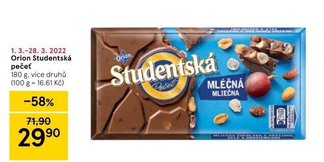 Čokoláda Studentská pečeť Orion