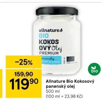 Kokosový olej premium bio Allnature
