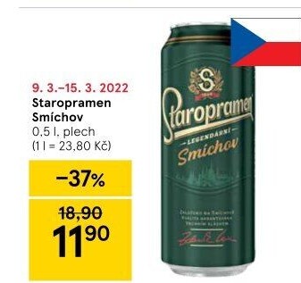 Pivo světlé výčepní 10° Smíchov Staropramen