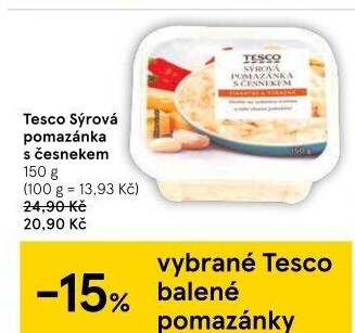 Pomazánka česneková se sýrem Tesco