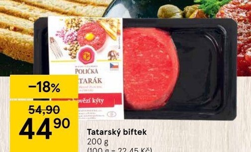 Tatarský biftek Maso uzeniny Polička