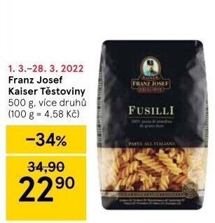 Těstoviny semolinové Exclusive Franz Josef Kaiser