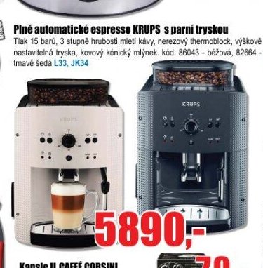 Plně automatické espresso KRUPS s parní tryskou