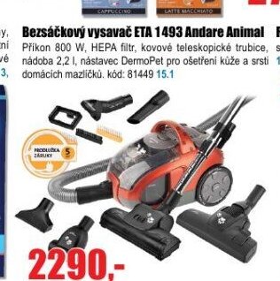 Bez sáčkový vysavač ETA 1493 Andare Animal