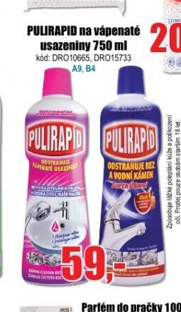 PULIRAPID na vápenaté usazeniny 750 ml