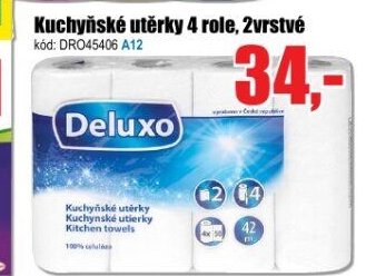 Kuchyňské utěrky 4 role, 2vrstvé