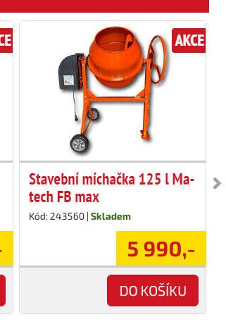 Stavební míchačka 125 l Matech FB max - UNI HOBBY akcniletaky.com