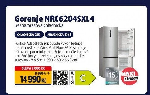 Kombinovaná chladnička Gorenje NRC6204SXL4