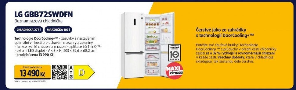 Kombinovaná chladnička LG GBB72SWDFN