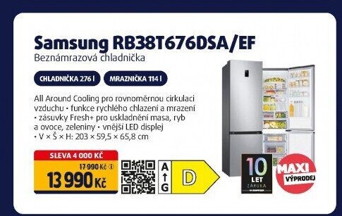 Kombinovaná chladnička Samsung RB38T676DSA/EF