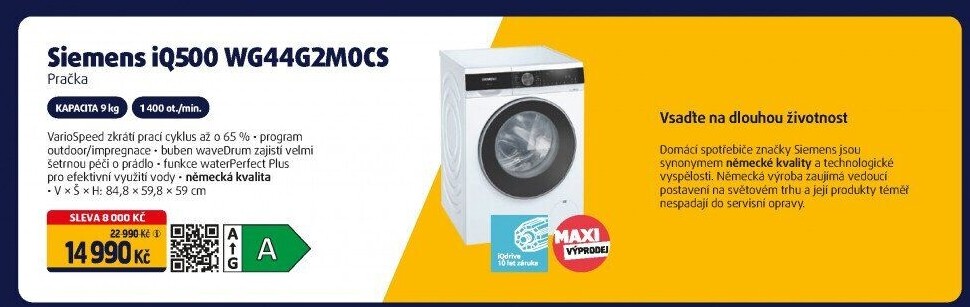 Pračka Siemens iQ500 WG44G2M0CS