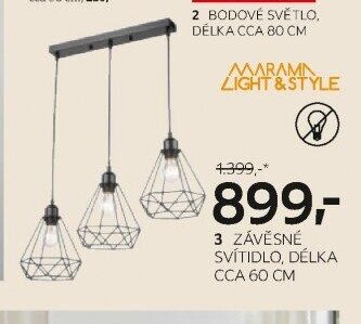 3 ZÁVĚSNÉ SVÍTIDLO, DÉLKA CCA 60 CM