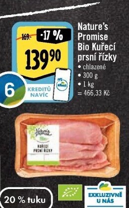 Kuřecí prsní řízky bio Nature'