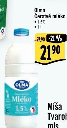 Mléko čerstvé Olma - 1,5% polotučné
