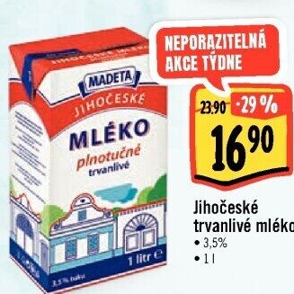 Mléko trvanlivé Jihočeské Madeta - 3,5% plnotučné