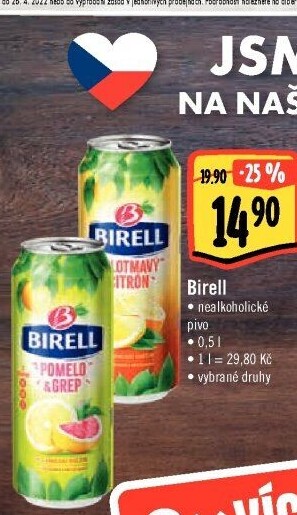 Nealkoholické pivo ochucené Birell