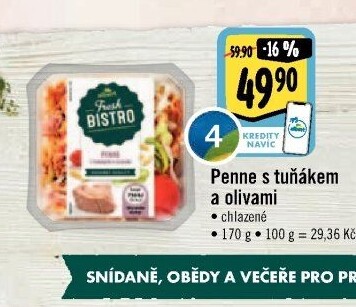 Penne s tuňákem Albert Fresh Bistro