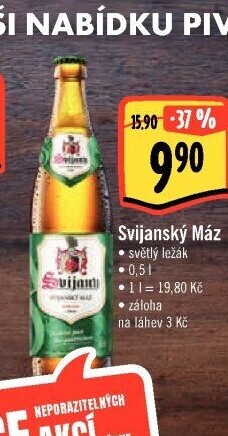 Pivo světlý ležák 11° Svijanský Máz Svijany