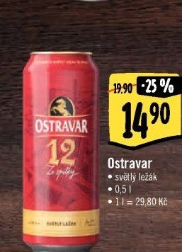 Pivo světlý ležák 12° Ostravar