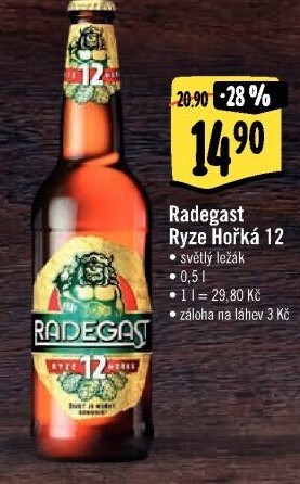 Pivo světlý ležák 12° Ryze hořká Radegast