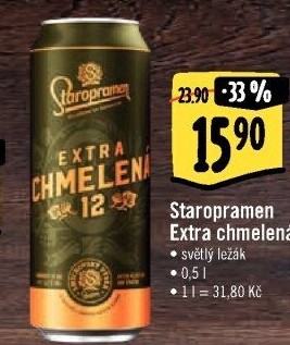 Pivo světlý ležák Extra chmelená 12° Staropramen