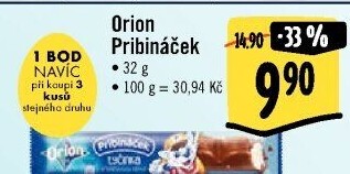 Tyčinka čokoládová Pribináček Orion