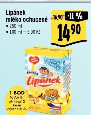 Nápoj mléko ochucené Lipánek Madeta