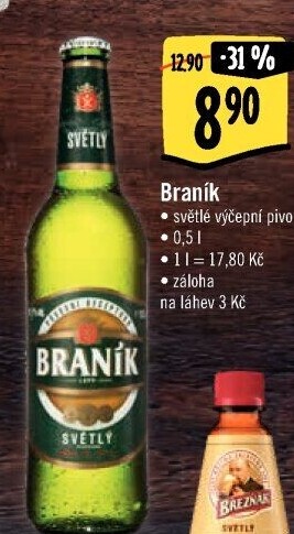 Pivo světlé výčepní 10° Braník