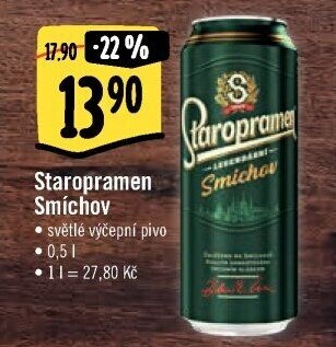 Pivo světlé výčepní 10° Smíchov Staropramen