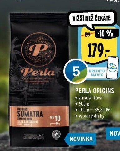Zrnkové kávy Origins AH Perla