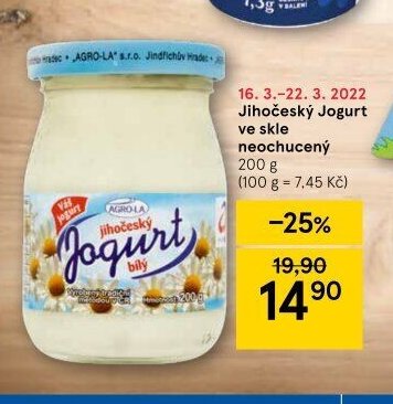 Jihočeský Jogurt ve skle neochucený