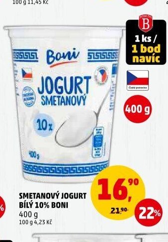SMETANOVÝ JOGURT BÍLÝ 10% BONI