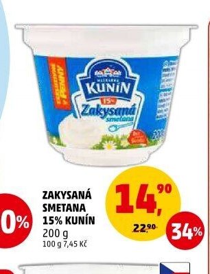 ZAKYSANÁ SMETANA 15 % KUNÍN, 200 g