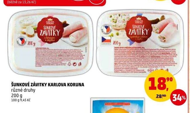 ŠUNKOVÉ ZÁVITKY KARLOVA KORUNA, 200 g