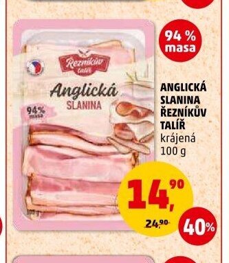 ANGLICKÁ SLANINA ŘEZNÍKŮV TALÍŘ krájená, 100 g