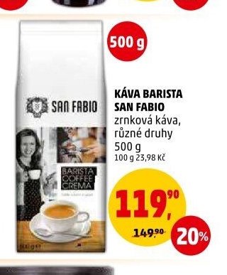 Káva Barista San Fabio zrnková káva, různé druhy