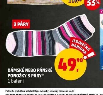 DÁMSKÉ NEBO PÁNSKÉ PONOŽKY 3 PÁRY