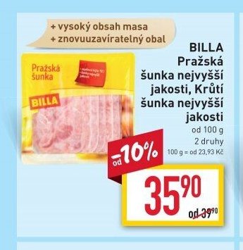 BILLA Pražská šunka nejvyšší jakosti, Krůtí šunka nejvyšší jakosti