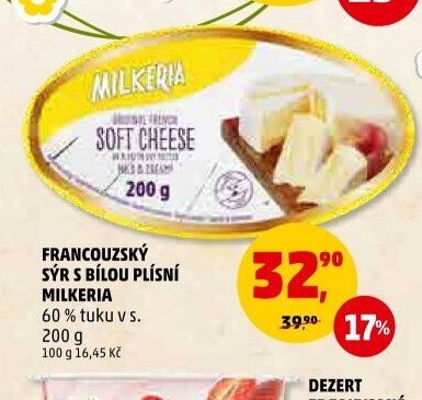 FRANCOUZSKÝ SÝR S BÍLOU PLÍSNÍ MILKERIA