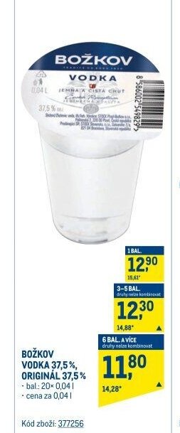 Božkov vodka 37,5 %