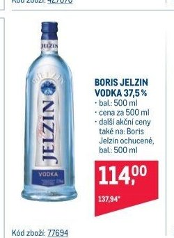Boris Jelzin vodka 37,5 %