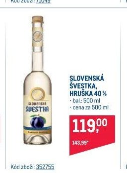 Slovenská švestka, hruška 40 %