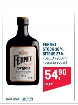 Fernet Stock 38%, Citrus 27%