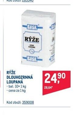 RÝŽE DLOUHOZRNNÁ LOUPANÁ