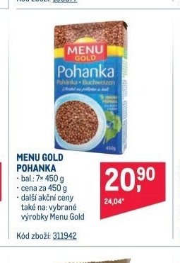 MENU GOLD POHANKA