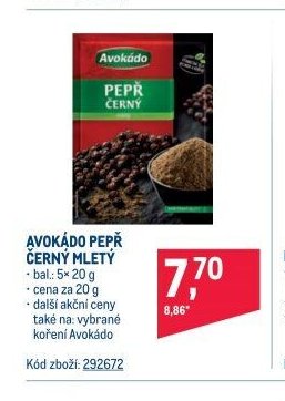 AVOKÁDO PEPŘ ČERNÝ MLETÝ